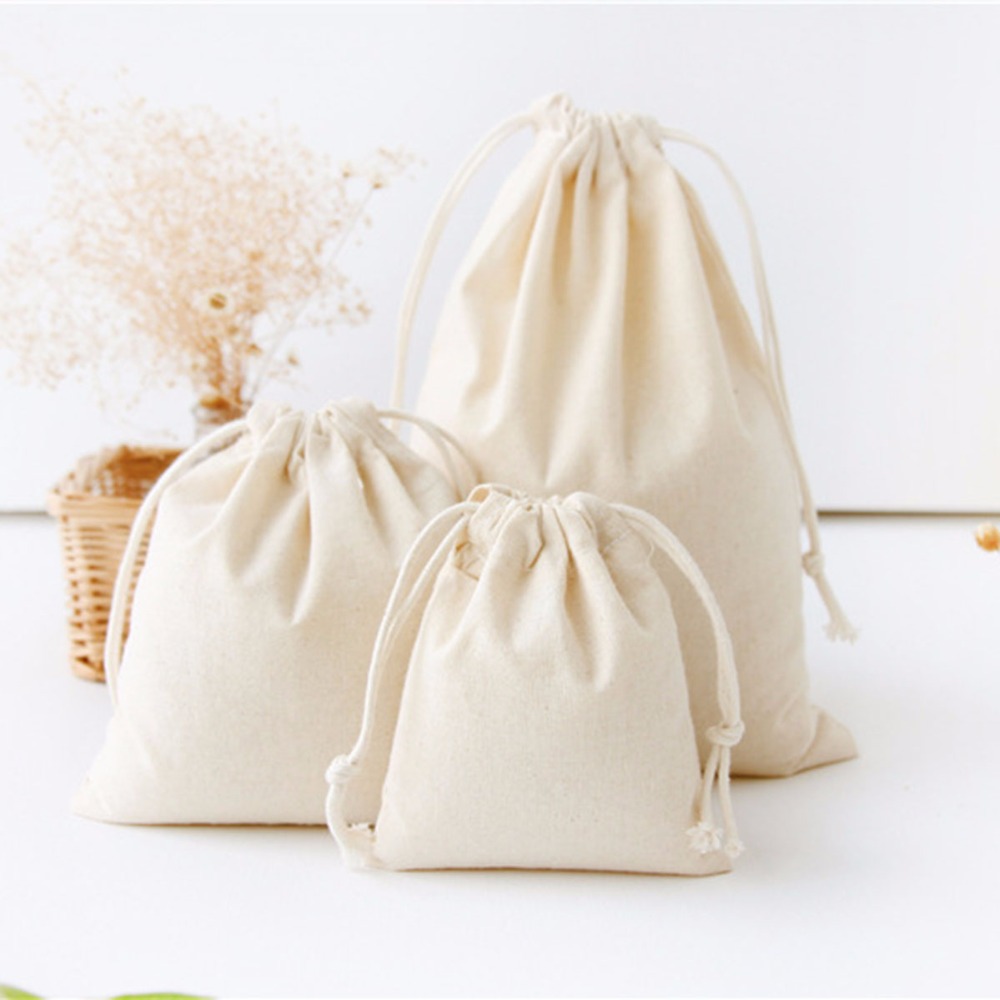 Linen Fabric Natural - Pure White Cotton Linen Gift Bag