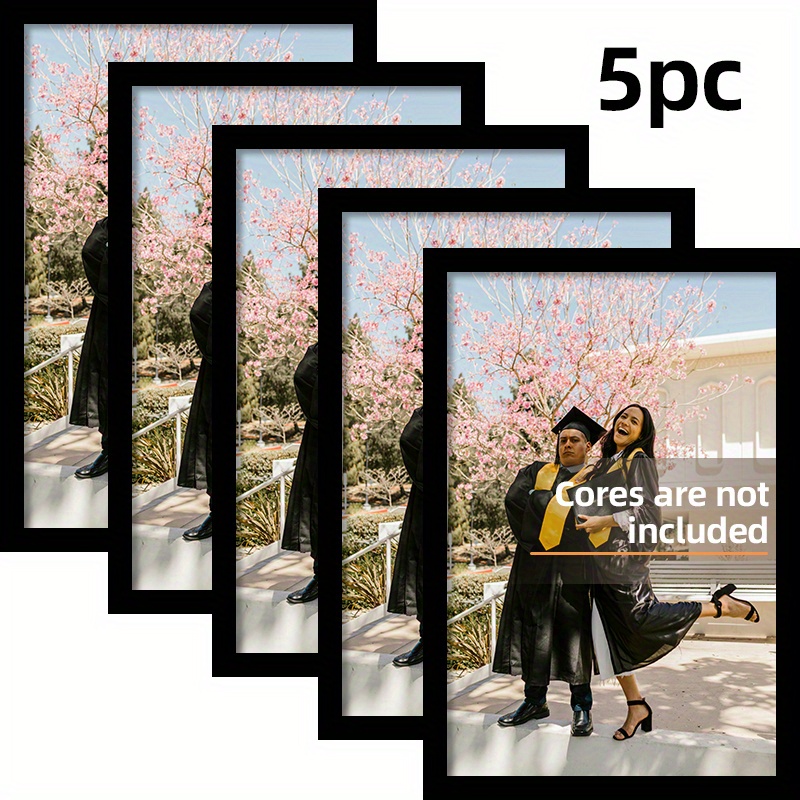 Frame Display Wood - 5-Piece Set A4 Black Wooden Photo