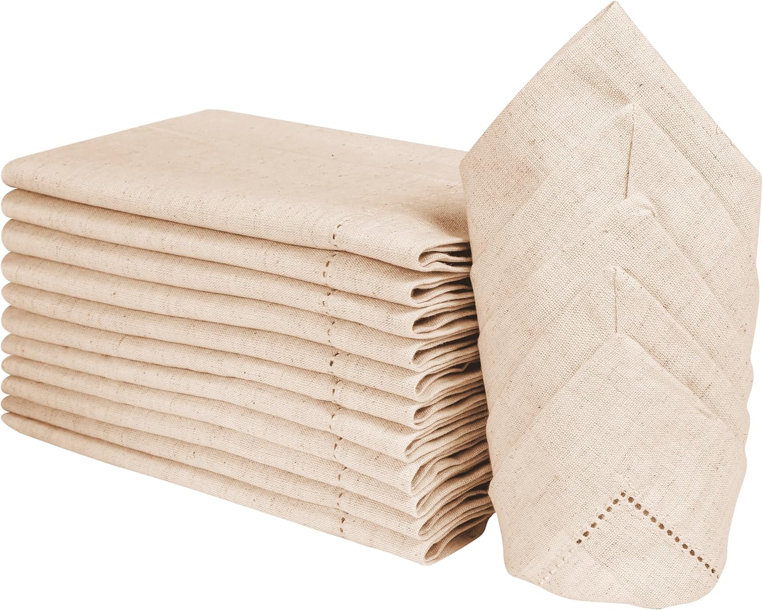 Linen Fabric Natural - 1/5/10pcs Hemstitched Linen Khaki Napkins Fabric