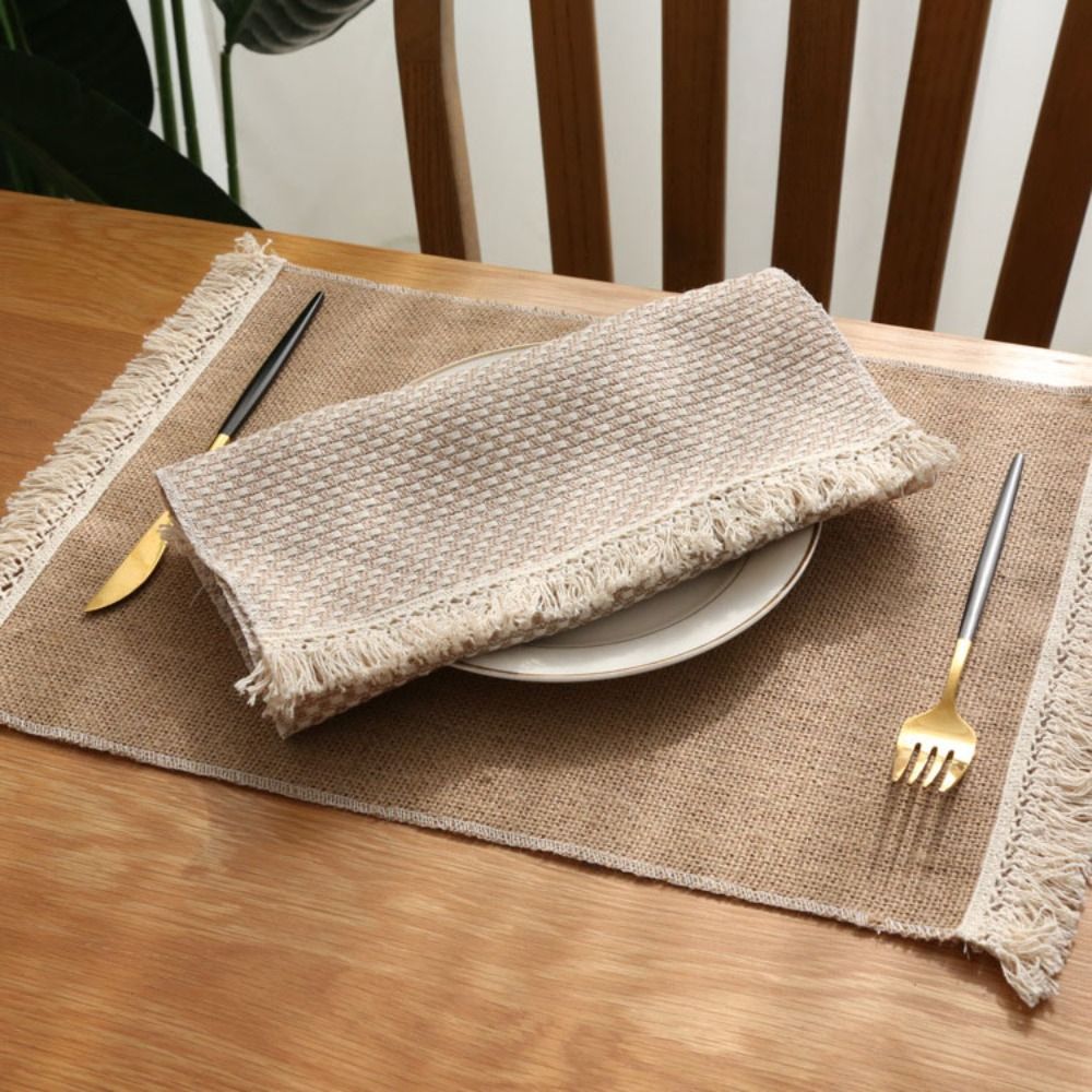 Linen Fabric Natural - 1 Pcs Creative Square Dinner Table