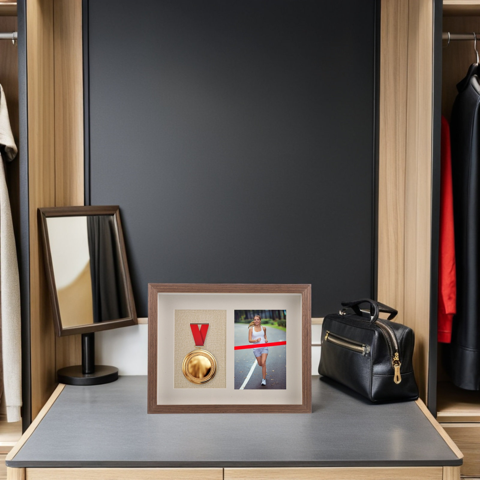 Frame Display Wood - Single Medal Display Case Wood Material