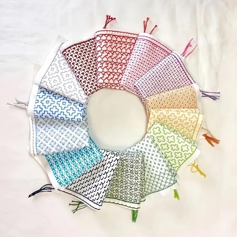 Embroidery Handicraft - 9/32Pcs Thread And Needles Denim Fabric