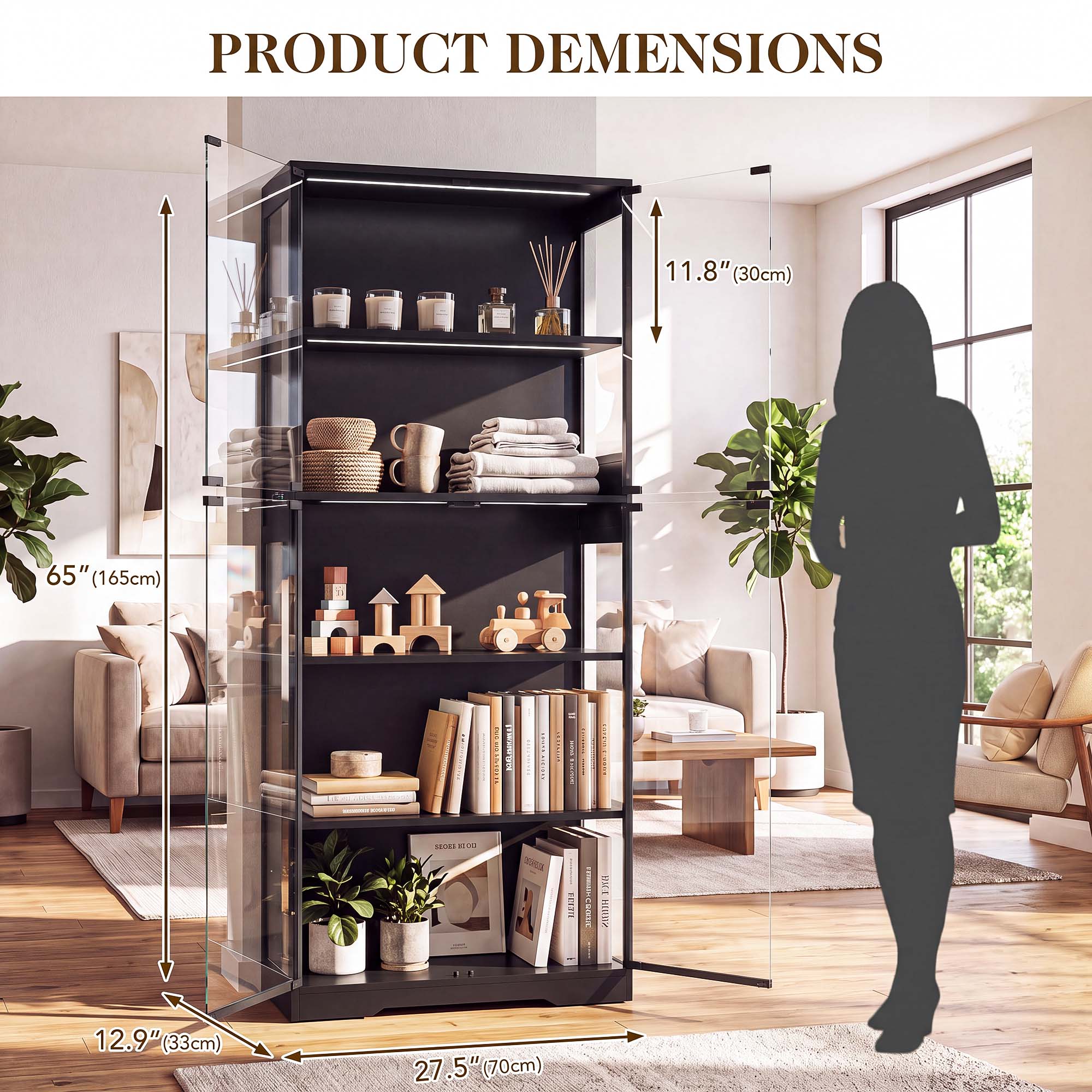 TCGBKAF 5‑Tier Display Cabinet - Frame Display Wood recension och pris