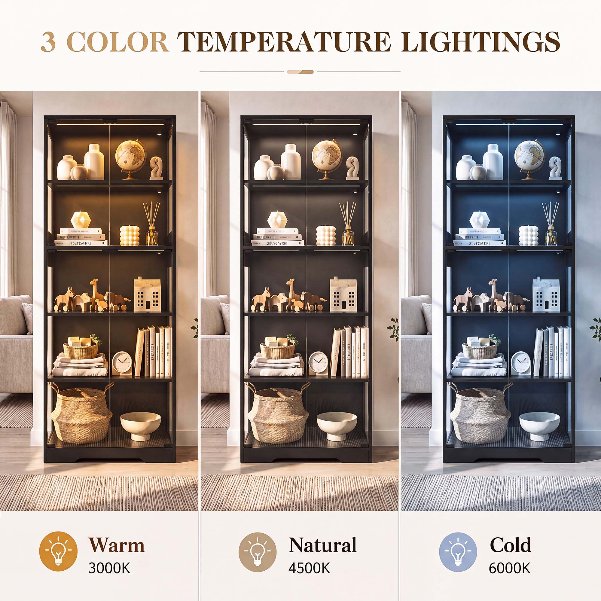 TCGBKAF 5‑Tier Display Cabinet - Frame Display Wood recension och pris