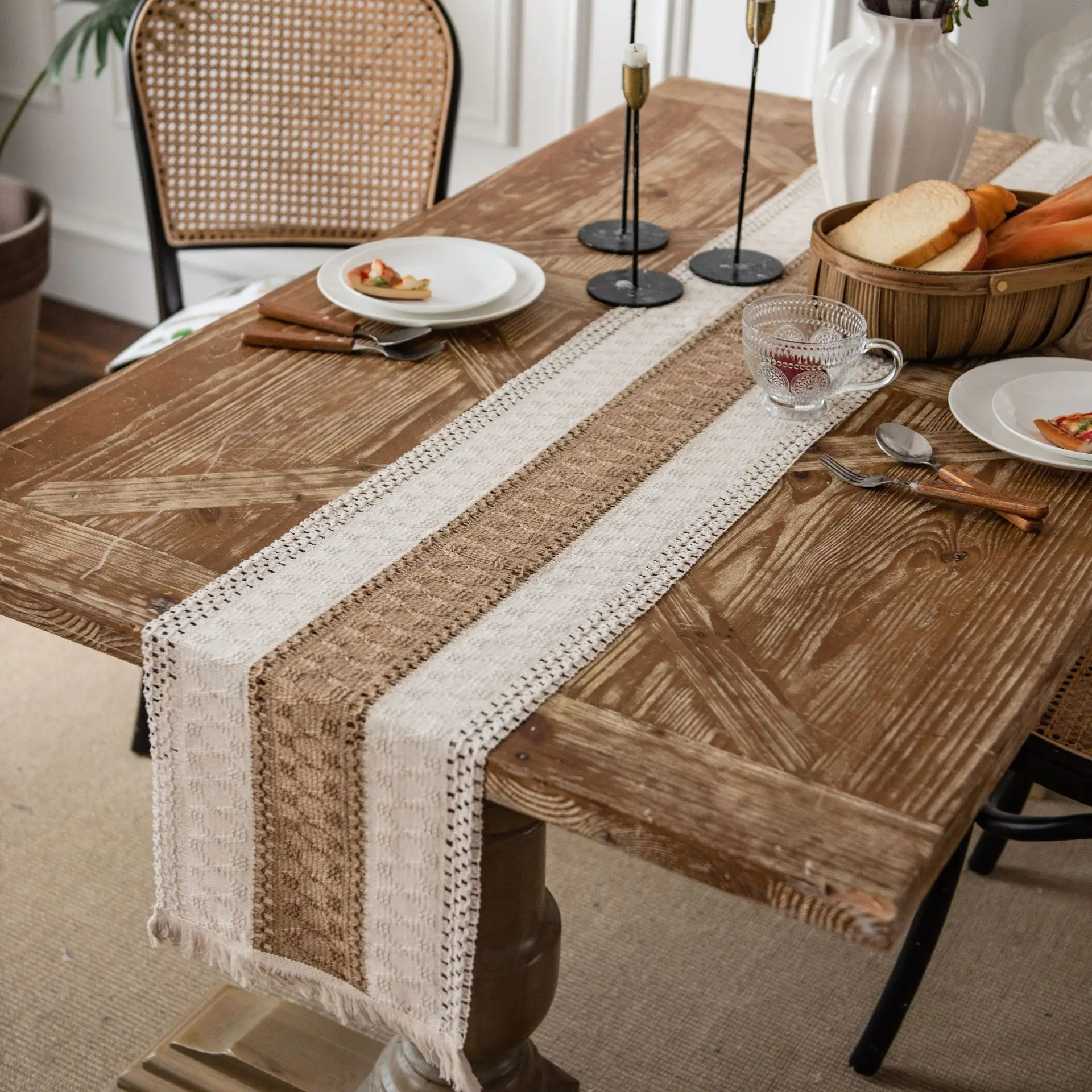 Linen Cotton Stitching Table R - Linen Fabric Natural recension och pris