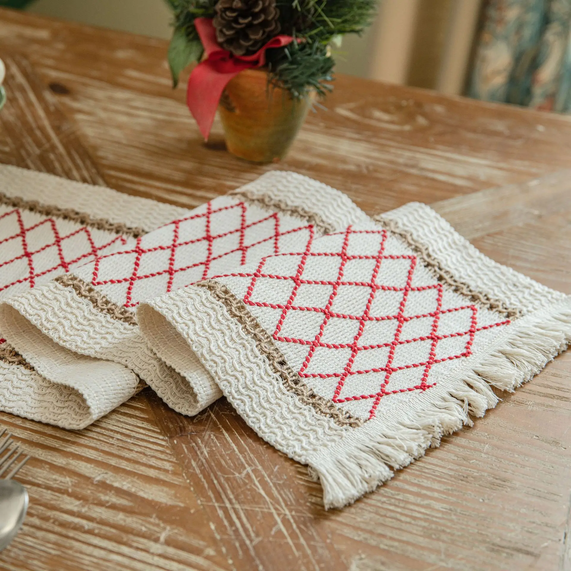Linen Cotton Stitching Table R - Linen Fabric Natural recension och pris