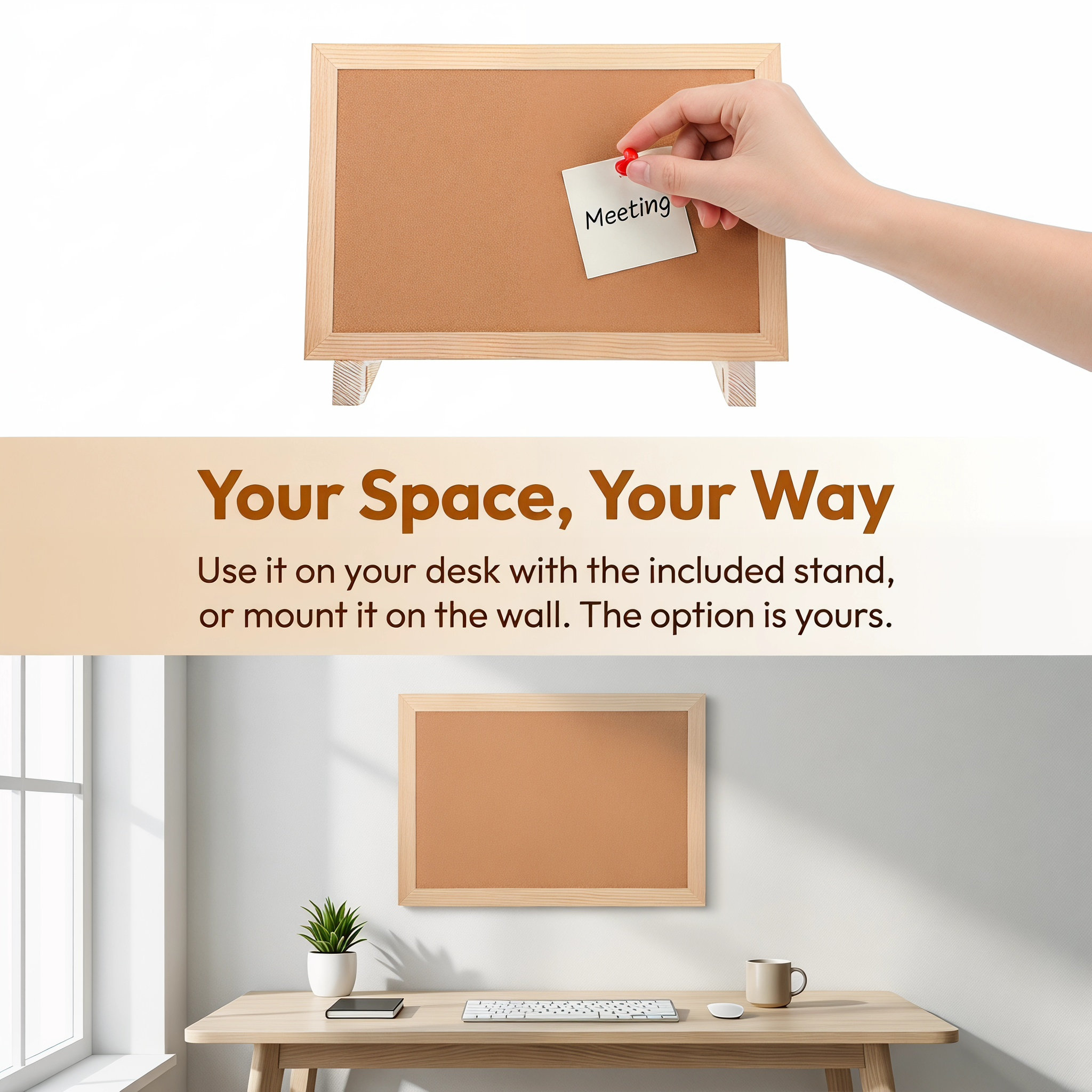 Small Cork Board for Desk Wood - Frame Display Wood recension och pris