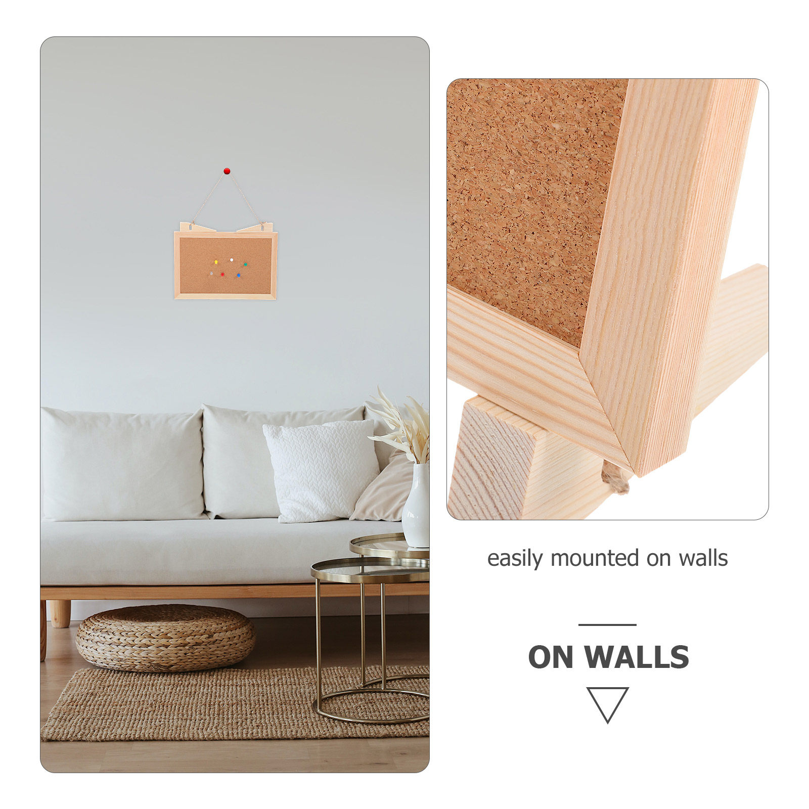 Small Cork Board for Desk Wood - Frame Display Wood recension och pris