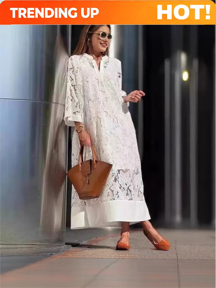 White Embroidery Lace Dress Wo - Embroidery White Dress recension och pris