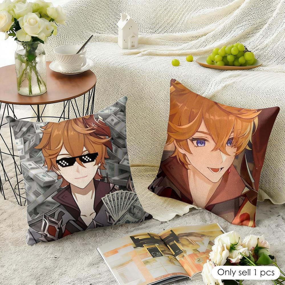 Tartaglia Genshin Impact cute  - Linen Fabric Natural recension och pris