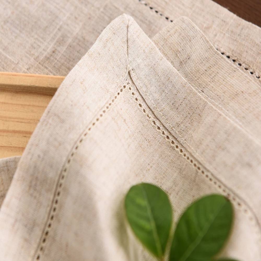 1/5/10pcs Hemstitched Linen Kh - Linen Fabric Natural recension och pris