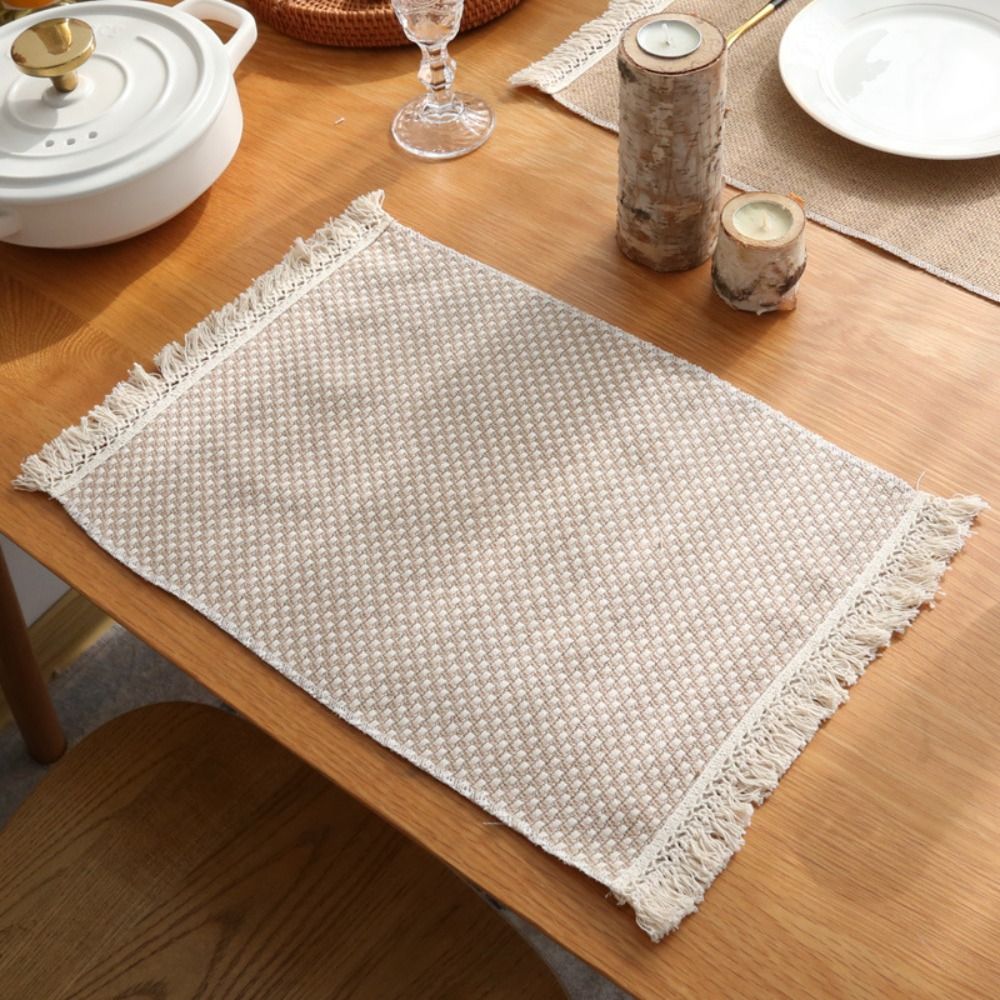 1 Pcs Creative Square Dinner T - Linen Fabric Natural recension och pris