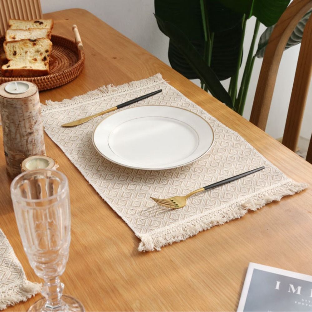 1 Pcs Creative Square Dinner T - Linen Fabric Natural recension och pris
