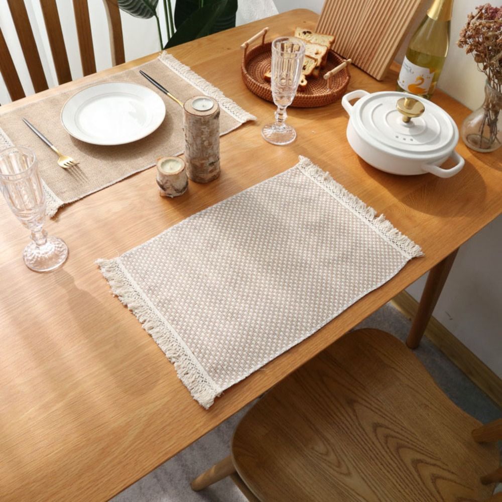 1 Pcs Creative Square Dinner T - Linen Fabric Natural recension och pris