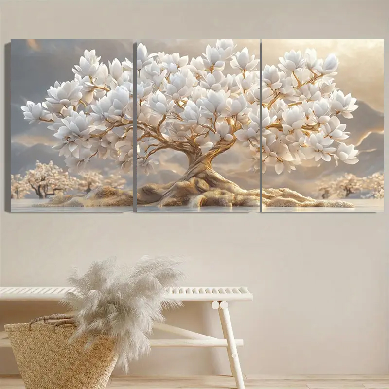 White Flower Tree and Golden L - Embroidery Canvas recension och pris