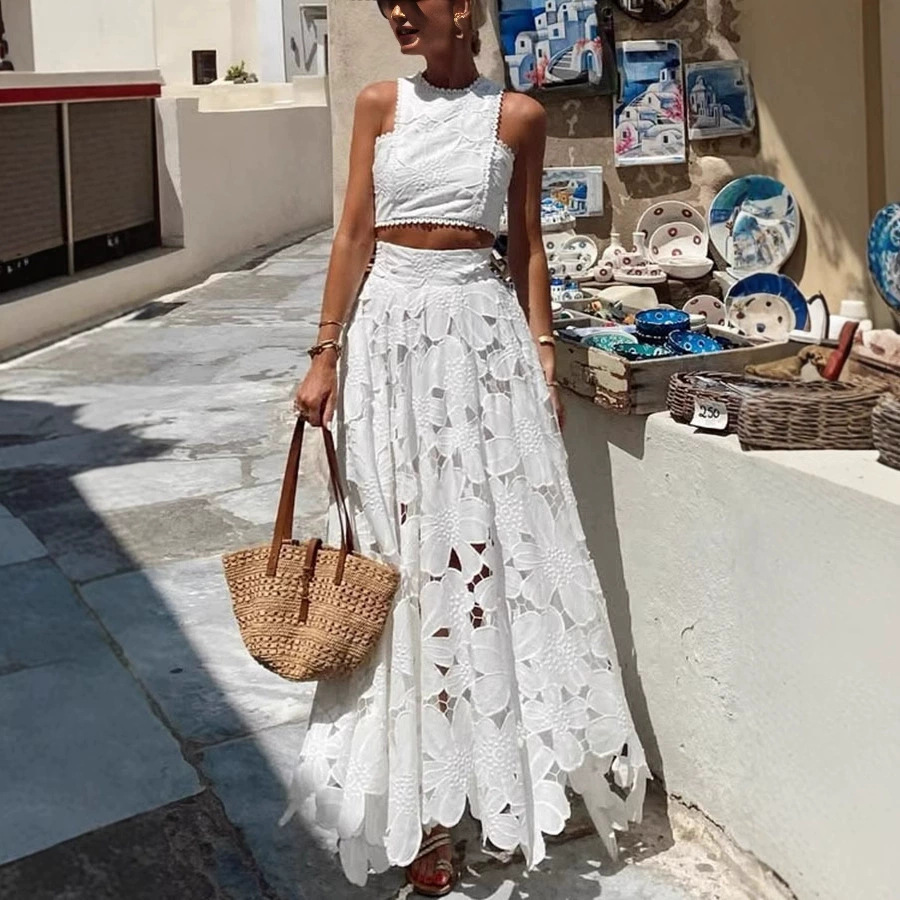 Women's White Floral Lace Embr - Embroidery In The Piece recension och pris