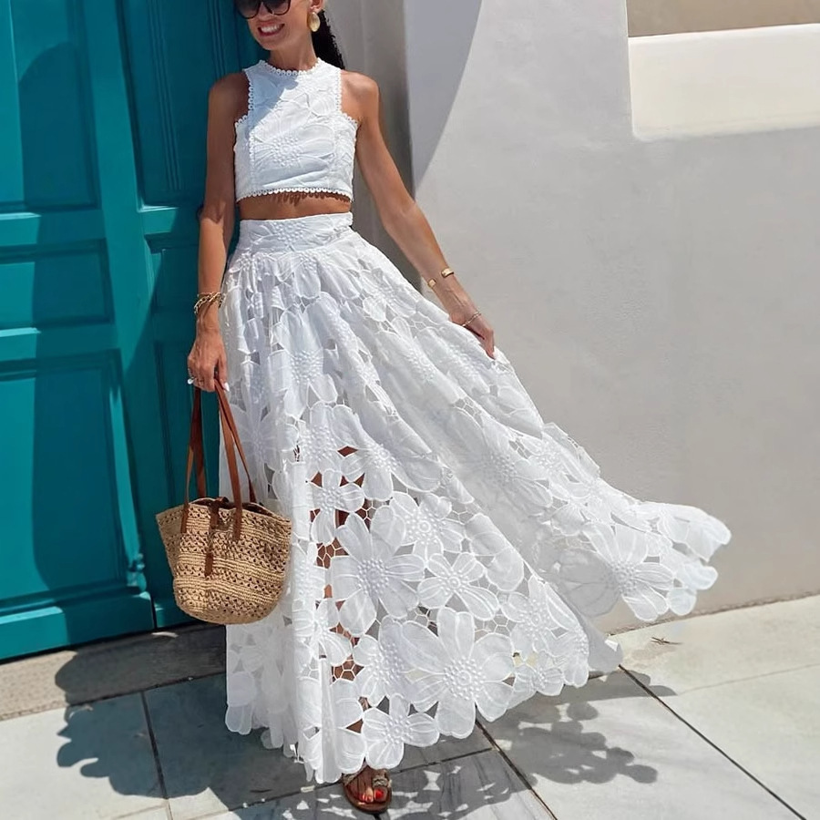 Women's White Floral Lace Embr - Embroidery In The Piece recension och pris